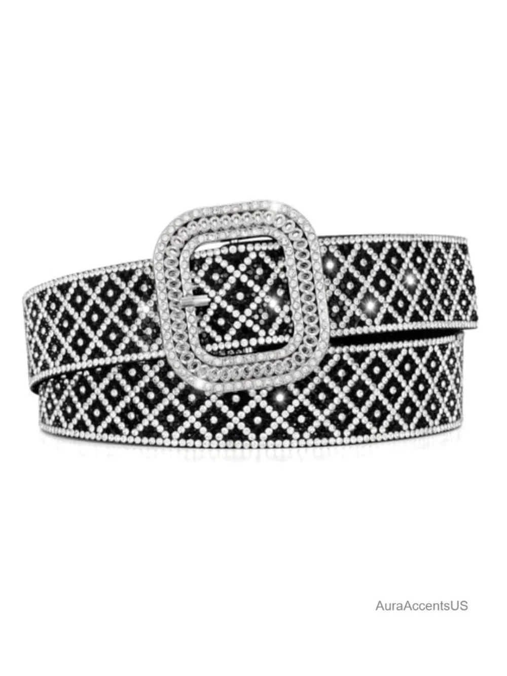0.85 Inch Rhinestone Statement Belt Sparkly Glitter Belt for Dresses Jeans